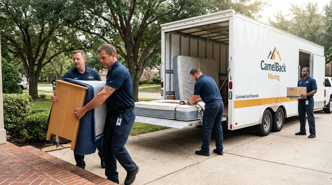 Crew loading residential truck for cross-state move from Waipahu, HI