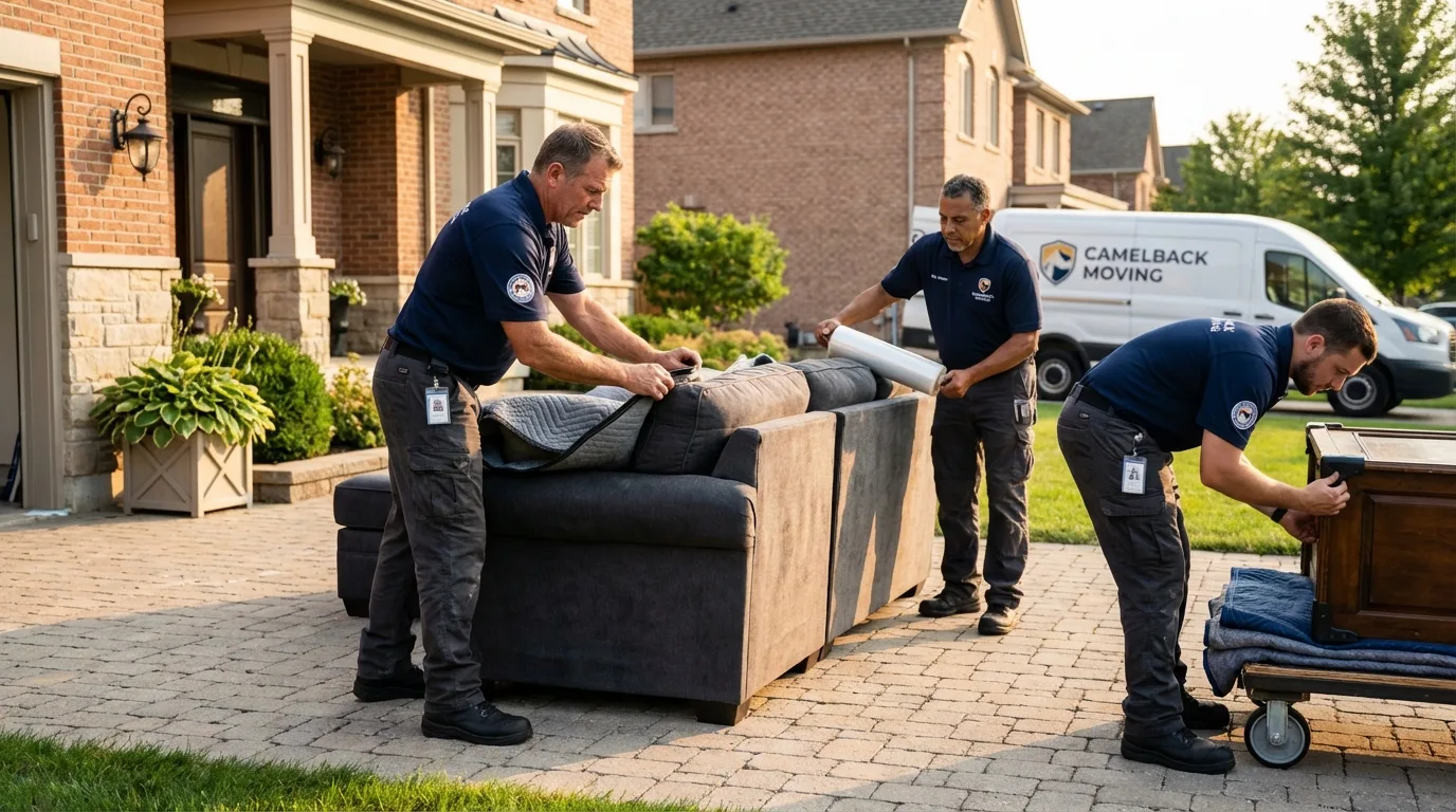 Large estate moving crew wrapping furniture in Waipahu, HI